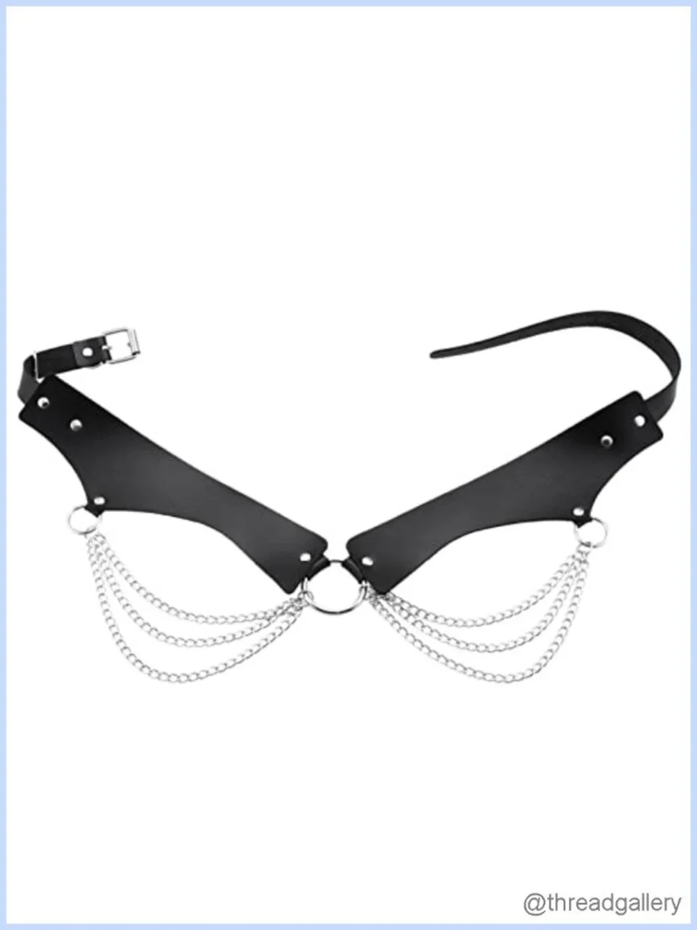 Women Faux Leather Punk Chain Waist Belt Goth Layered Body Belt